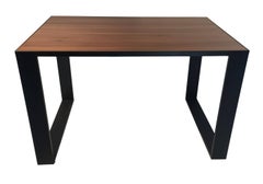 Rectangular Iron Cube Table with Embedded Wood Top, Dinner Table, Desk Table