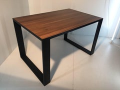 Rectangular Iron Cube Table with Embedded Wood Top, Dinner or Desk Table