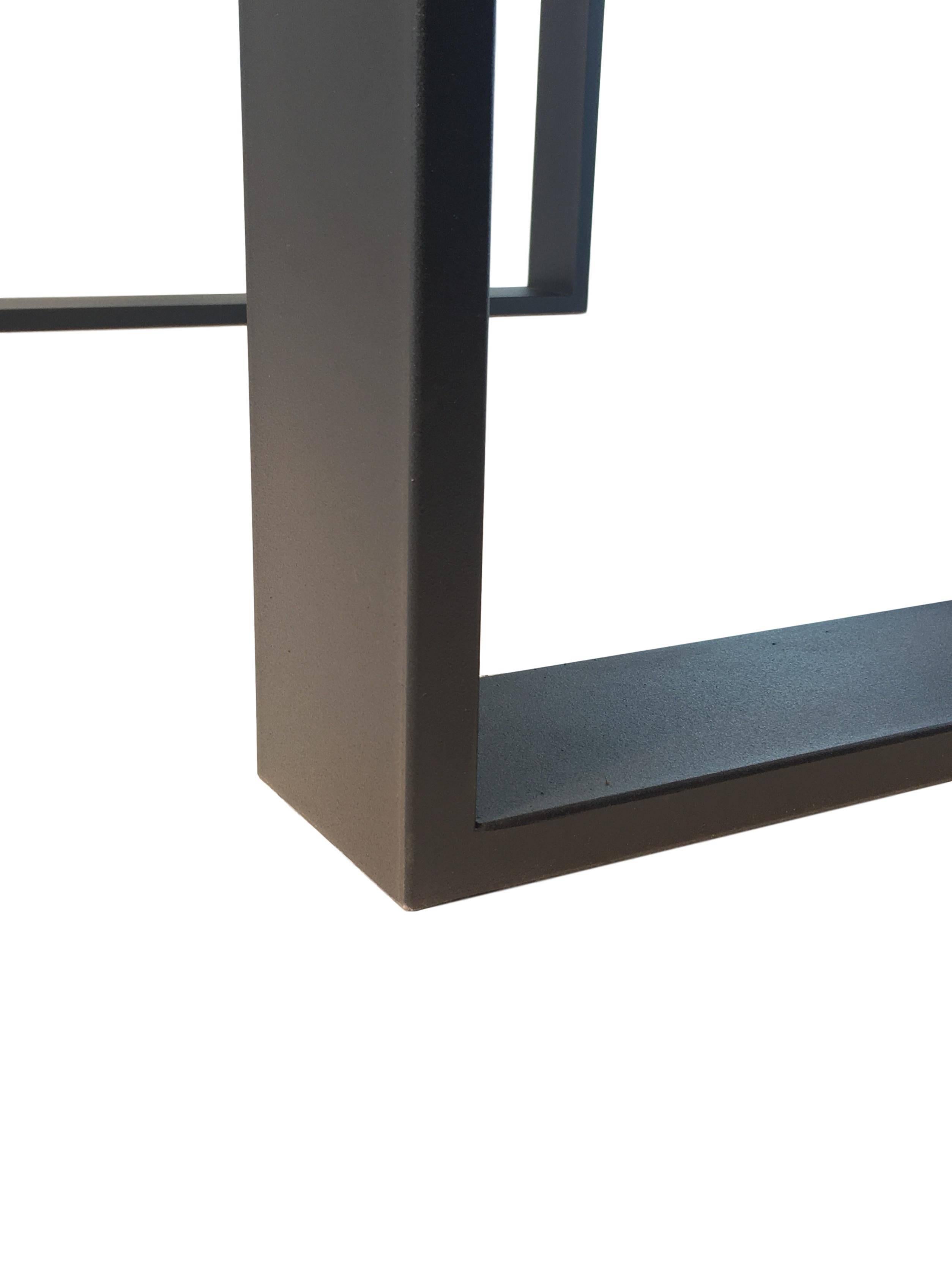 Rectangular Iron Cube Table with Embedded Wood Top, Dinner or Desk Table In Excellent Condition For Sale In Miami, FL