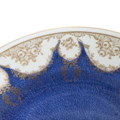 Complete Service for 12, Antique English Crushed Lapis and Gilt Garland