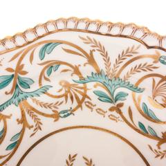 12 Tiffany Antique English Dessert, Salad Plates Turquoise Gold by Spode England