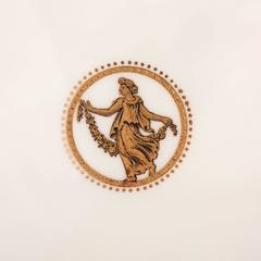 Nine Antique Wedgwood Black and Gilt Dinner Plates, Medallion Center