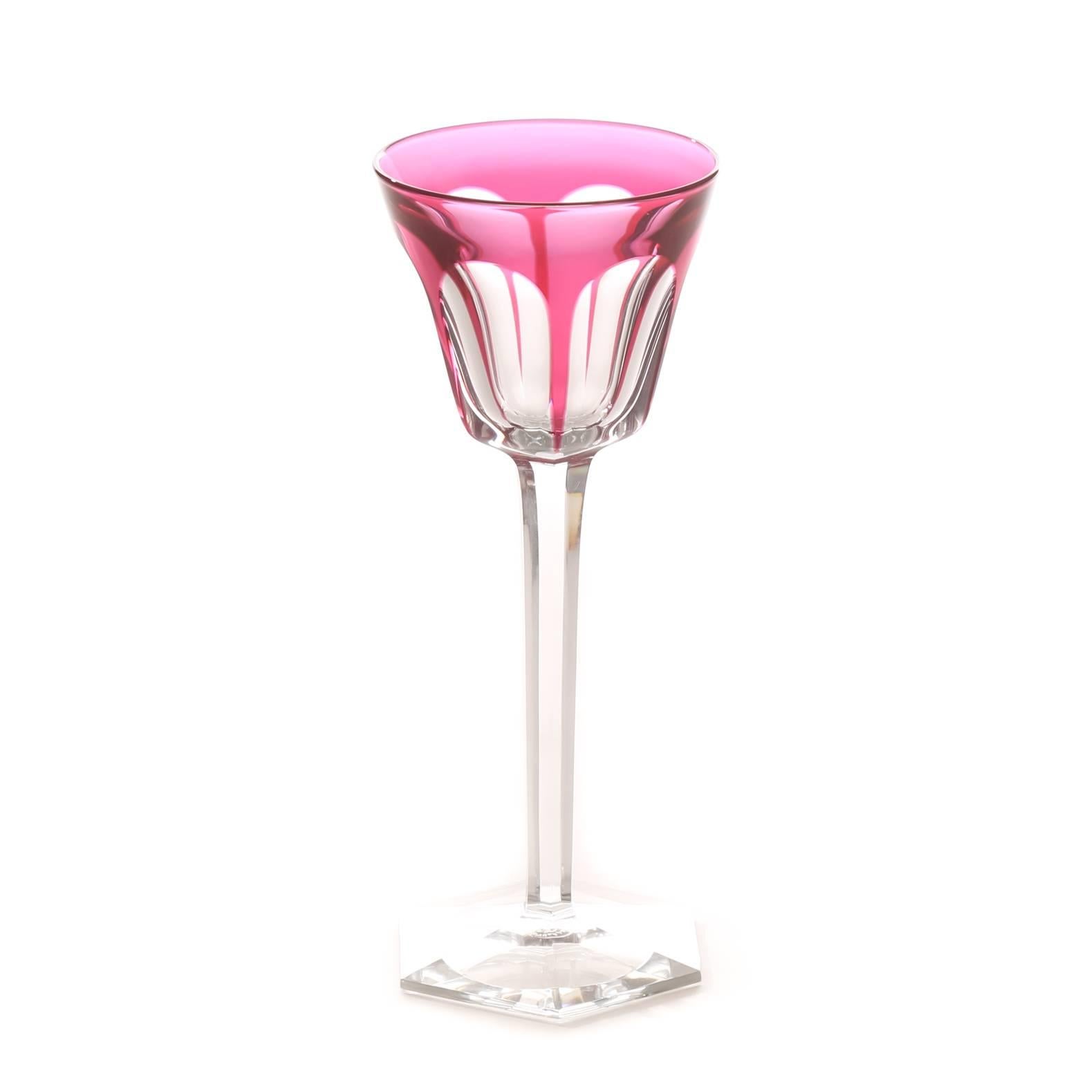 French Single Baccarat Ruby Clear Wine Goblet, Tall and Elegant, Signed 