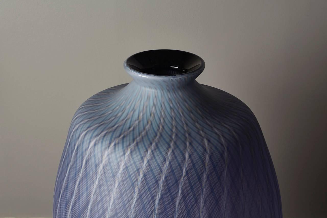 Frosted filigree glass vase, entitled “Korhogo,” signed by Jeremy Maxwell Wintrebert, 2015.
