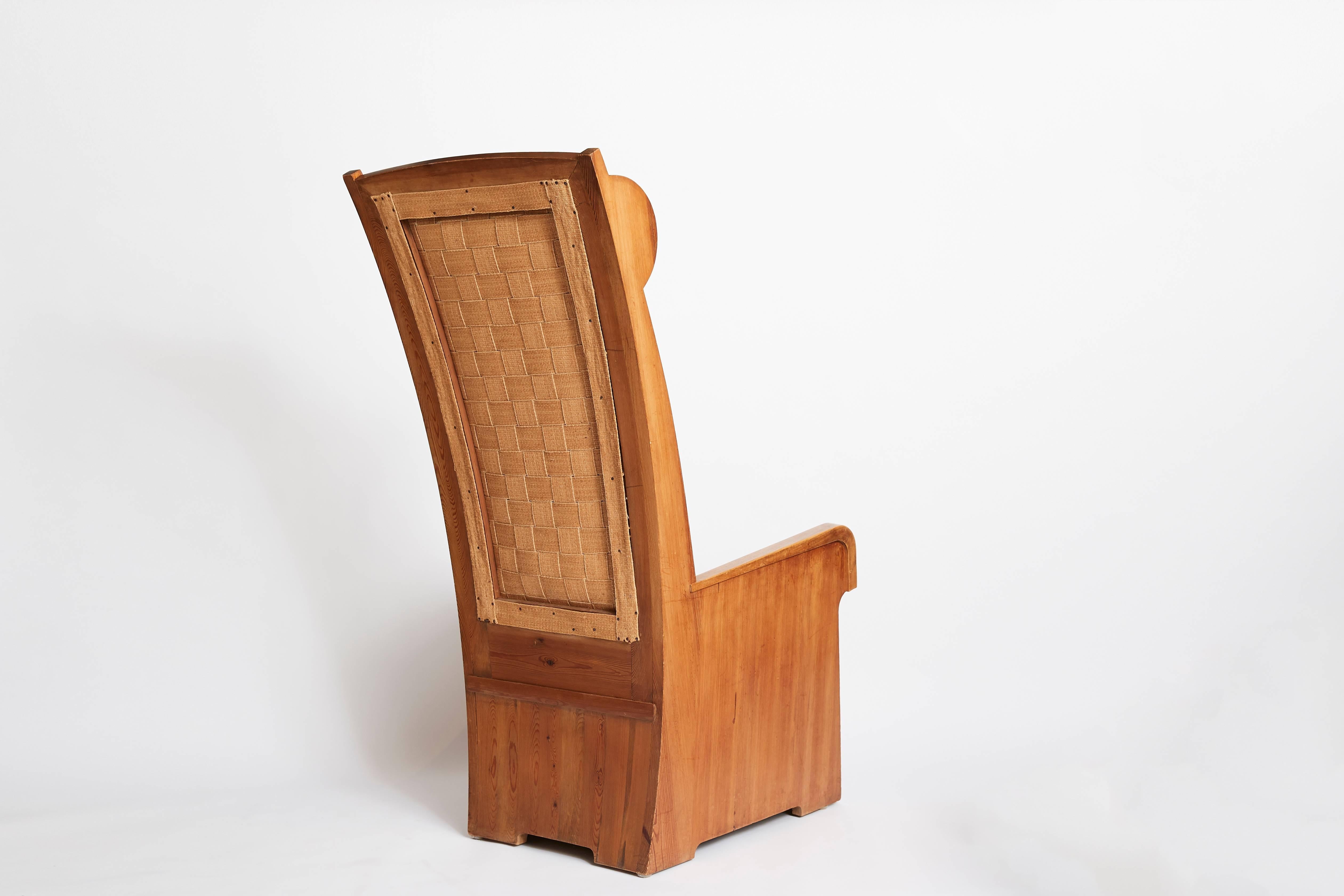 Pine Winged-back Armchair, David Blomberg, circa 1940 For Sale