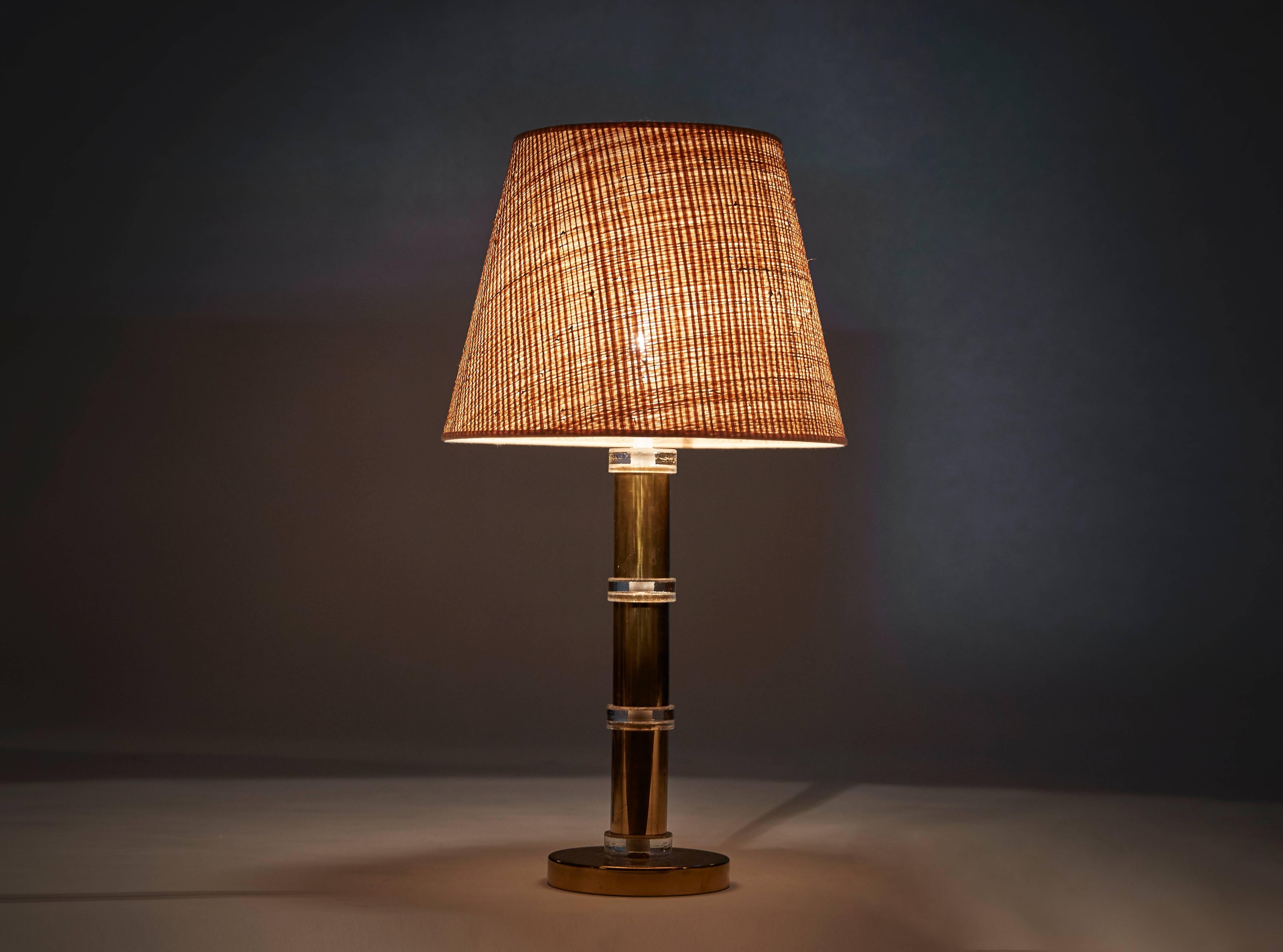 Mid-20th Century Swedish Table Lamp, Brass and Glass, 1960s For Sale