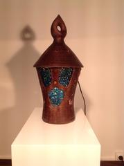 Large Enameled Ceramic and Resin Lamp Accolay, France, 1958