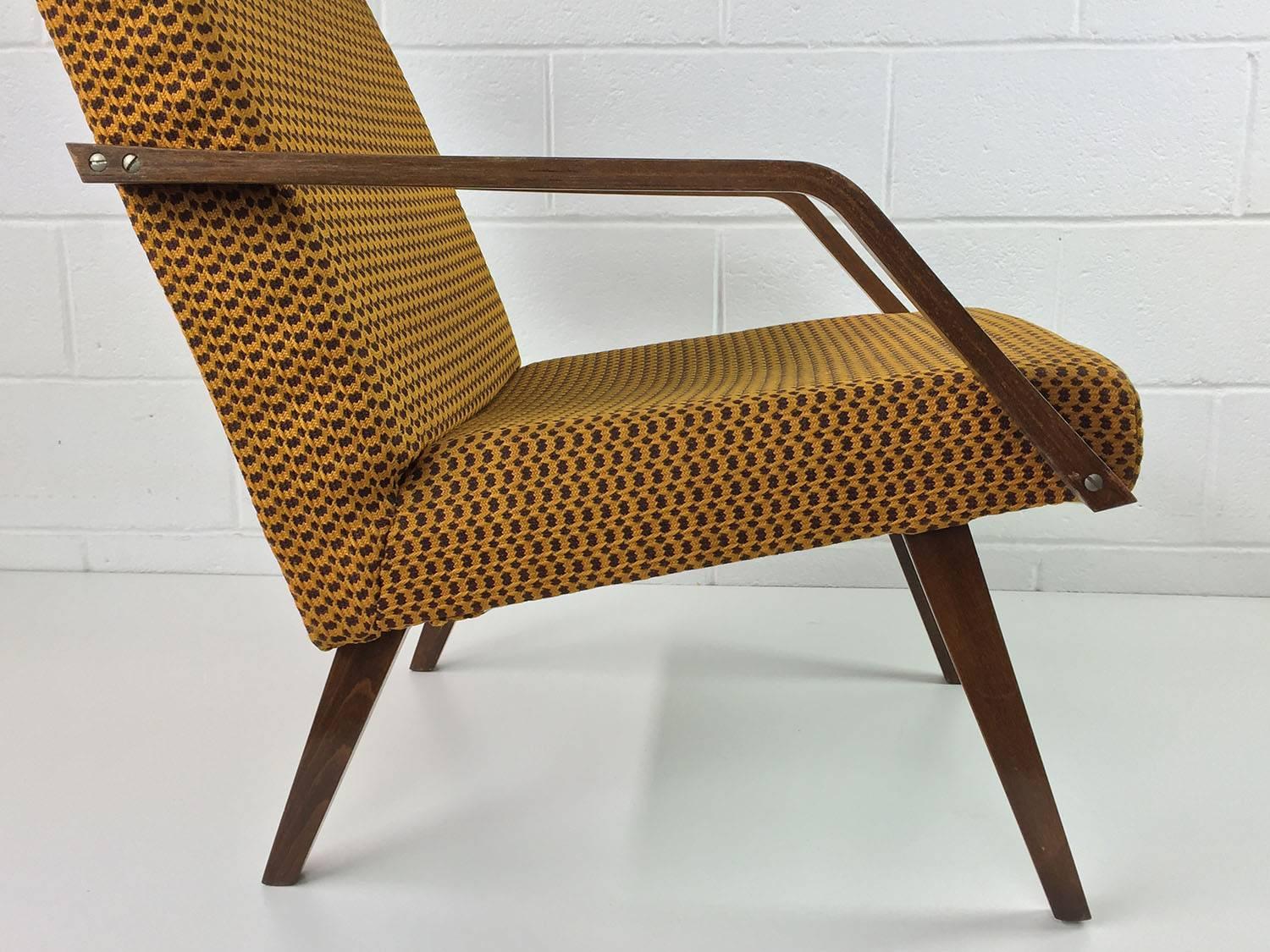Mid-Century Modern Vintage Safran Colored Lounge Chair For Sale