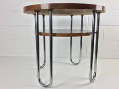 Modernist Bauhaus Tubular Round Table from Thonet, 1930s
