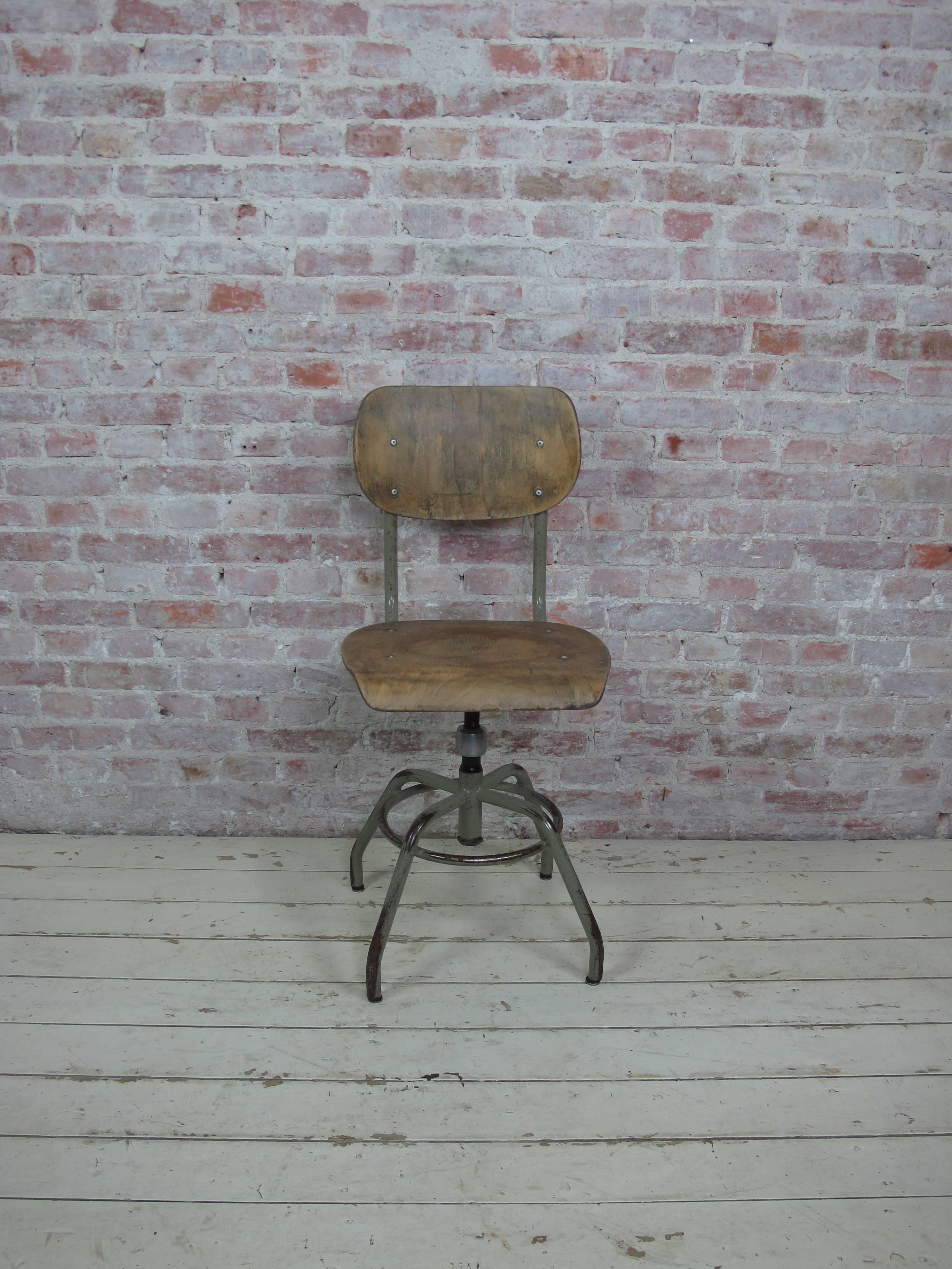 Late 20th Century Unique Industrial Pivot Stools by Tubax, Set of Four