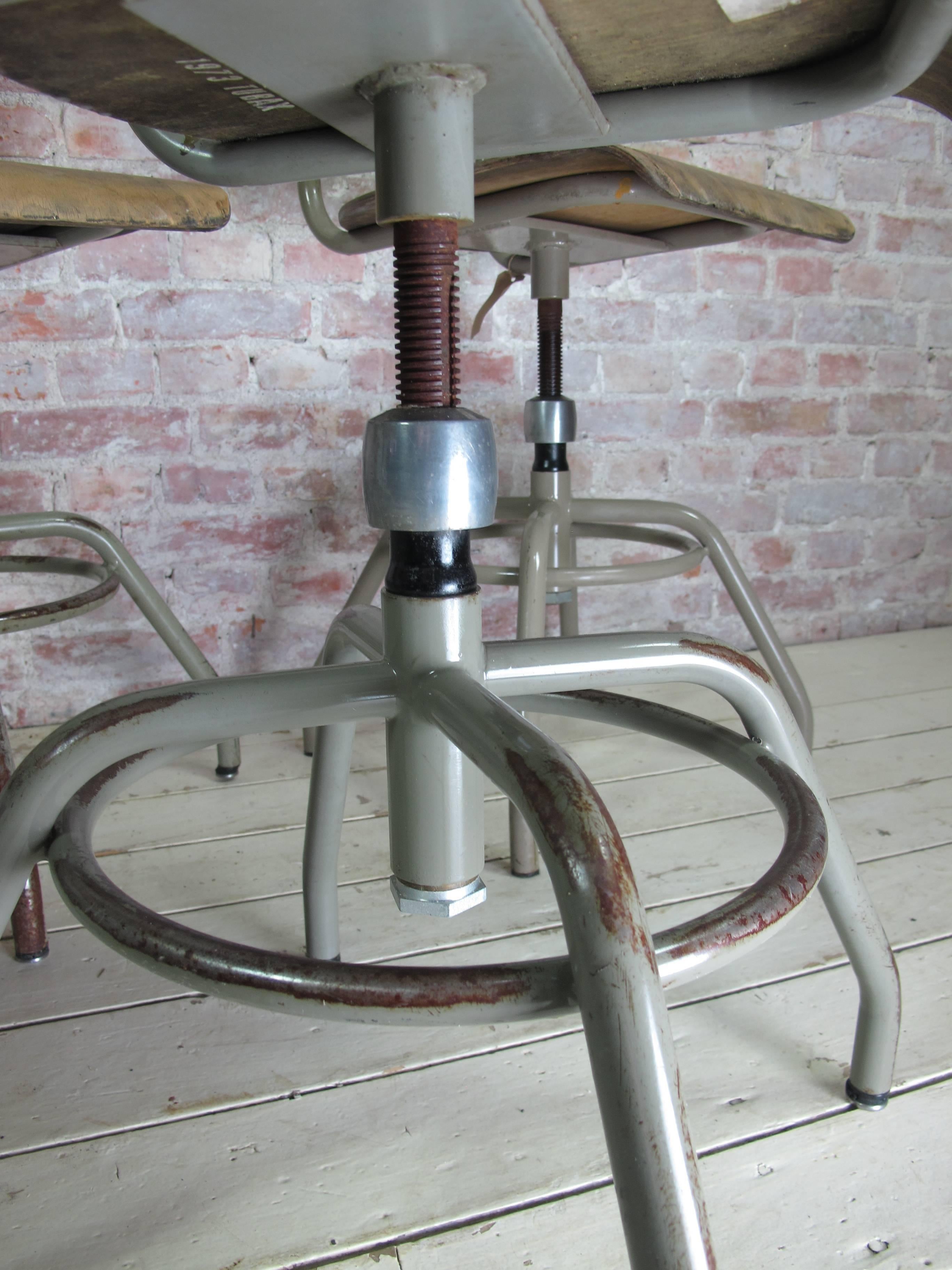 Unique Industrial Pivot Stools by Tubax, Set of Four In Good Condition In Amsterdam, NL