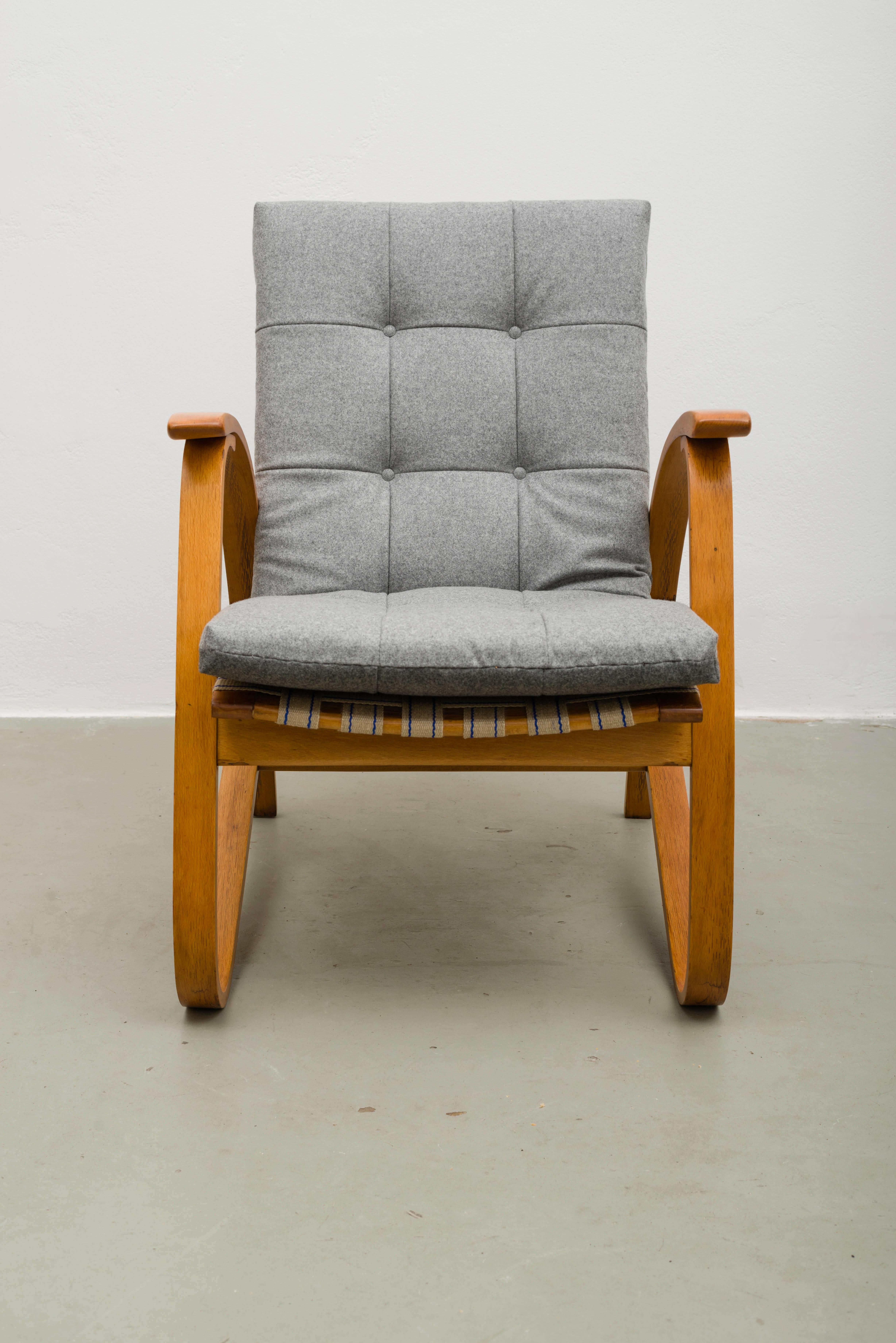 Mid-20th Century Two Easy Chairs by Jan Vanek with Exclusive 100% Merino Wool