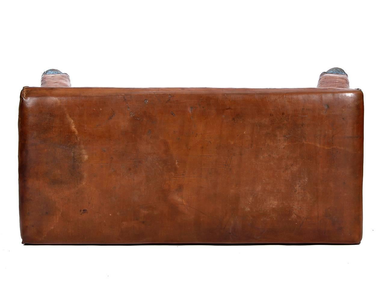 20th Century Czech Leather and Wood Gym Bench from the 1930s