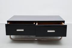 Art Deco Coffee Table in Wood and Chromed Steel Tube, 1930