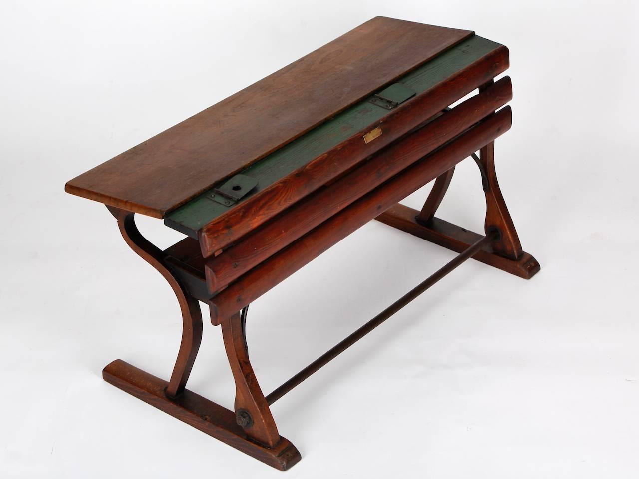 20th Century Czech Vintage School Desks from D. G. Fischel & Söhne, Set of Two For Sale