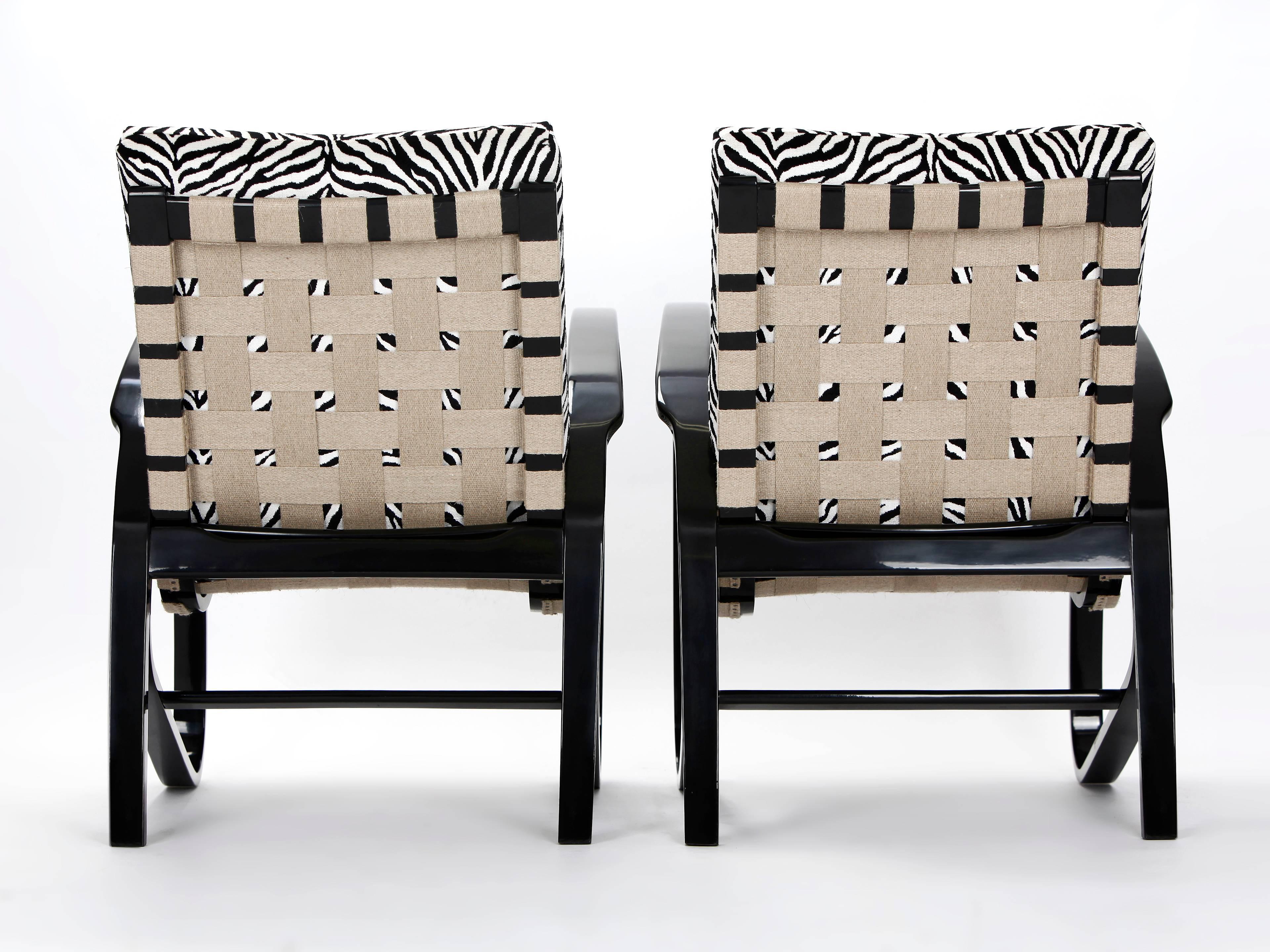 20th Century Zebra Print Armchairs by Jan Vanek, 1935, Set of Two