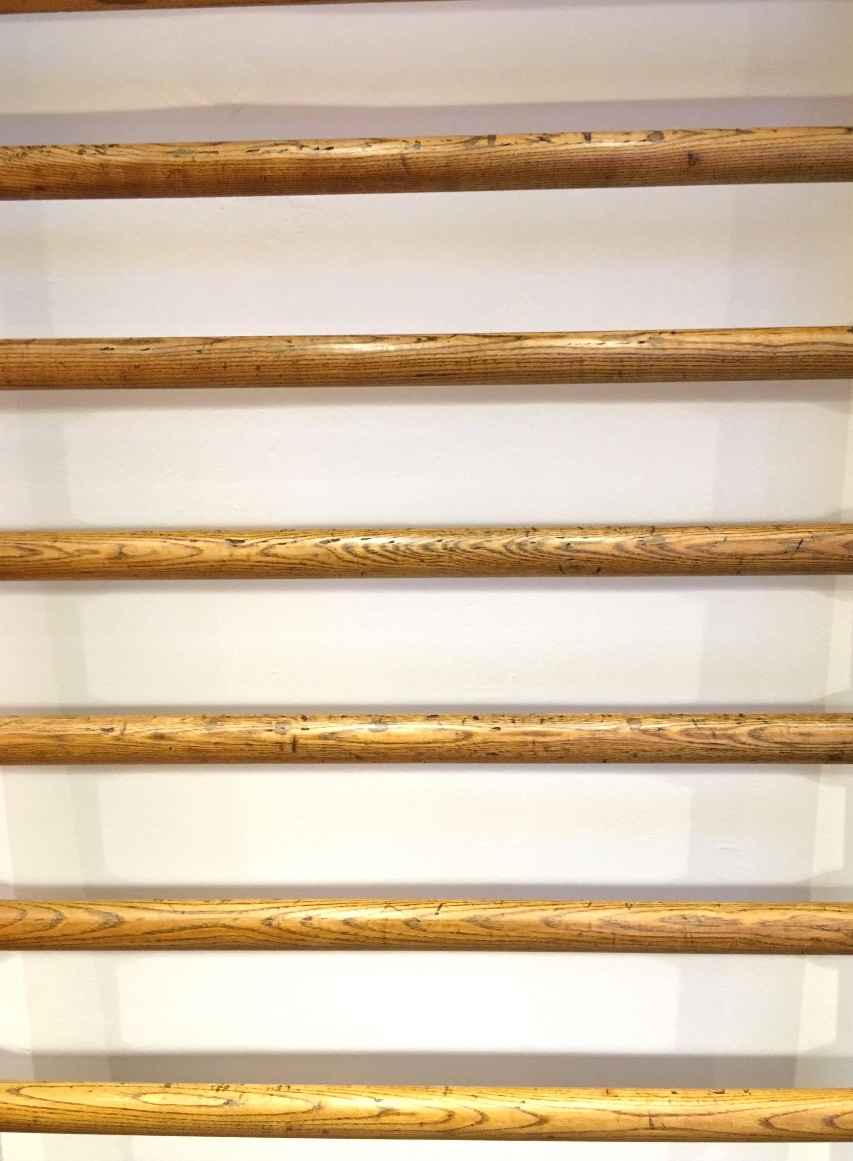 Czech Restored Wooden Wall Bars, 1930s