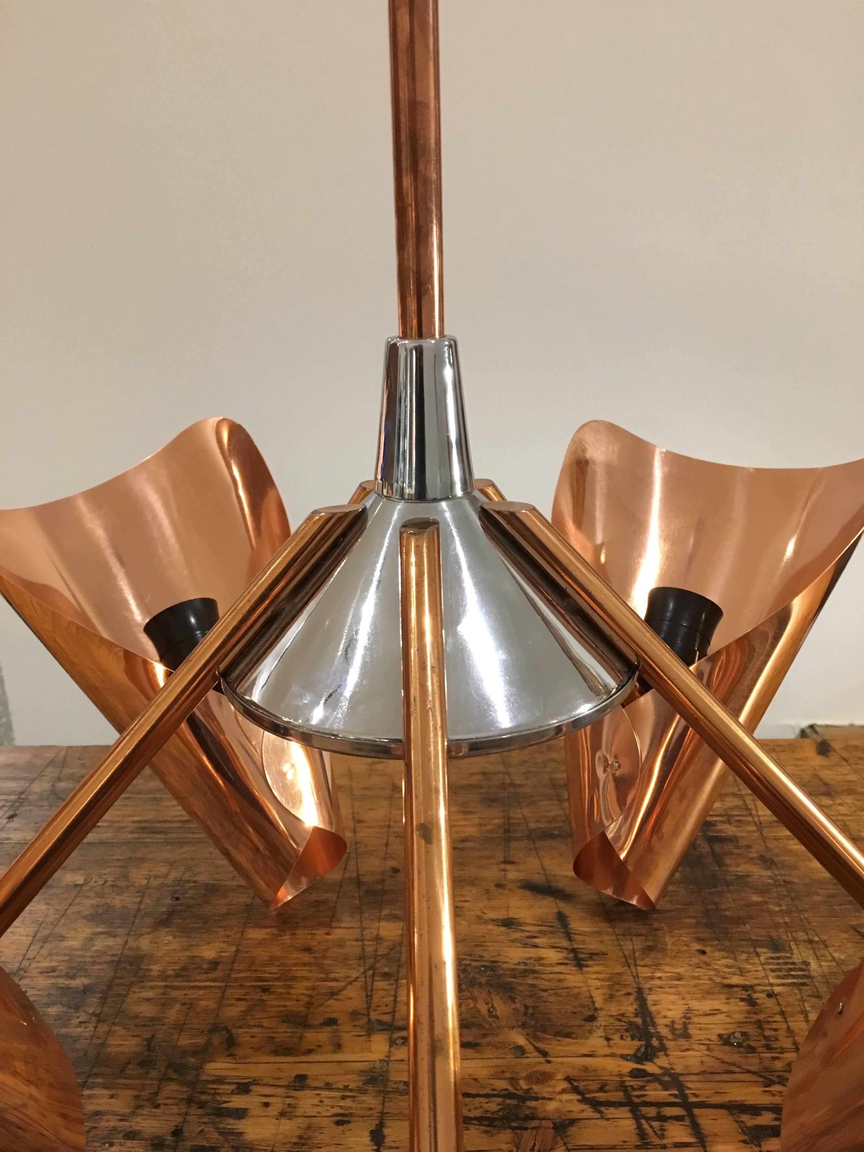 Mid-Century Copper Chandelier from Drupol, 1960s In Good Condition In Wien, AT
