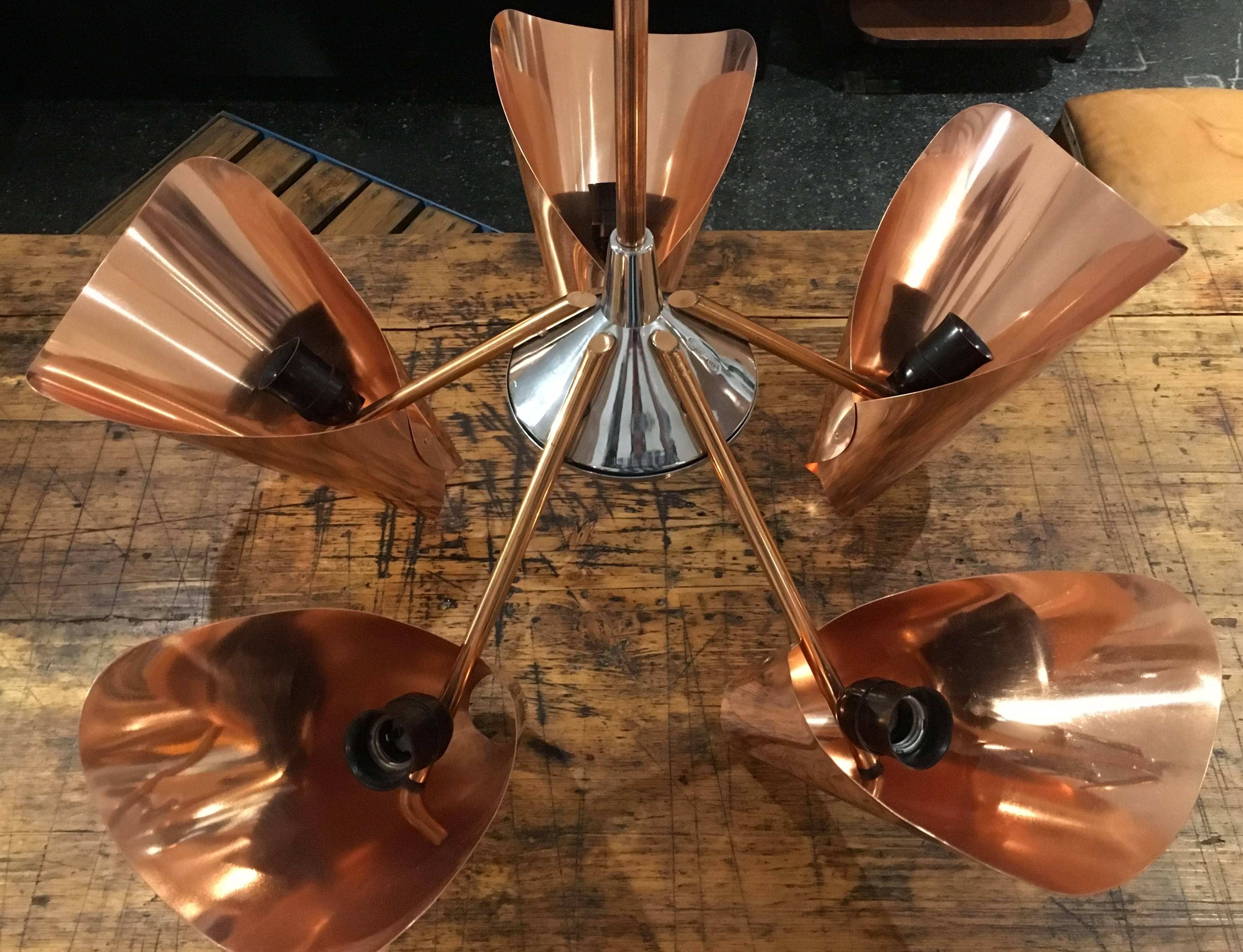 Mid-Century Copper Chandelier from Drupol, 1960s 2