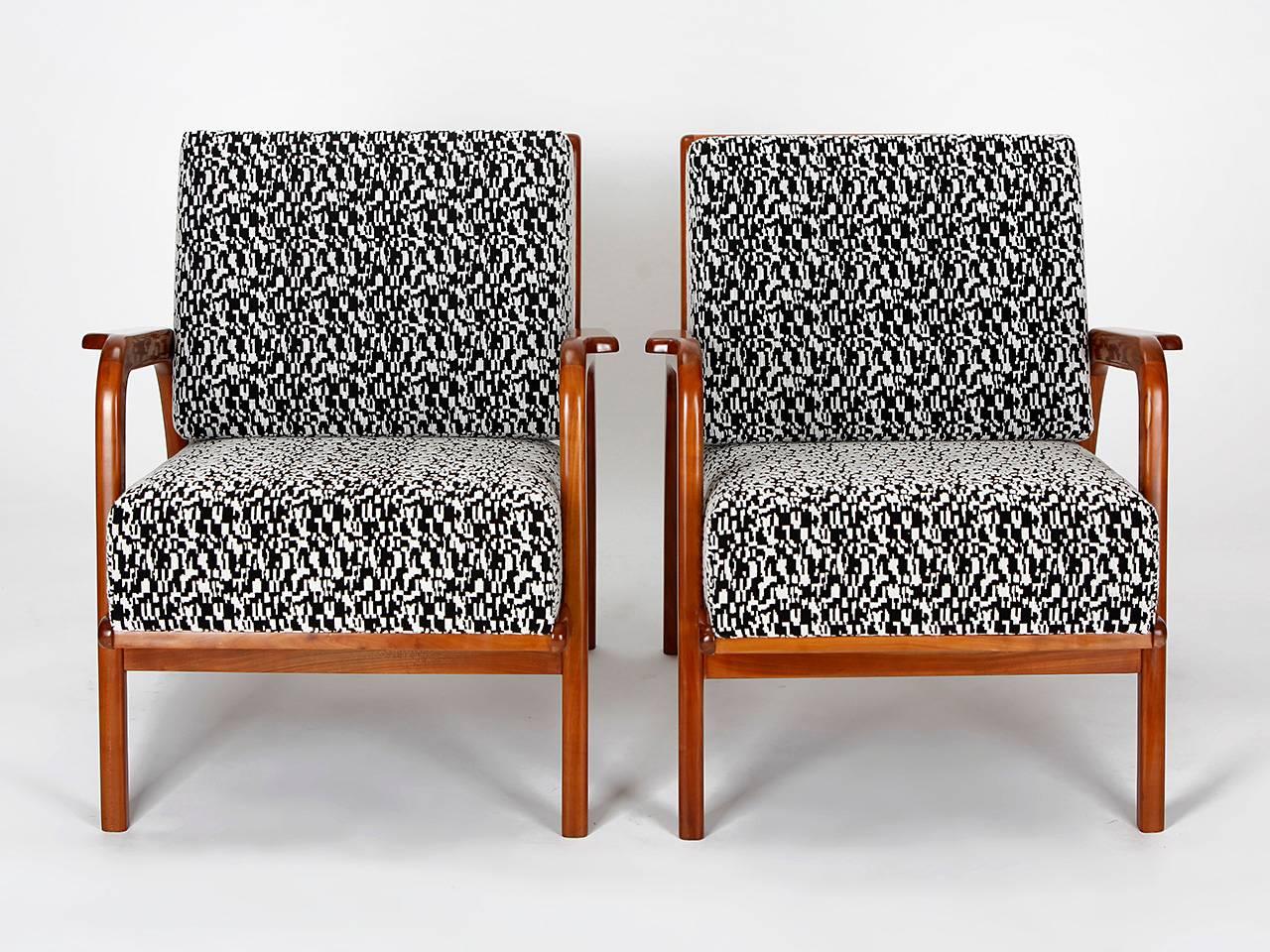 Czech Mid-Century Armchairs, 1950s, Set of Two In Excellent Condition In Wien, AT