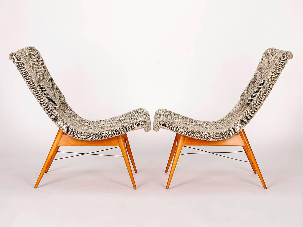 Mid-Century Modern Lounge Chairs by Miroslav Navratil for Cesky Nabytek, 1960s, Set of Two