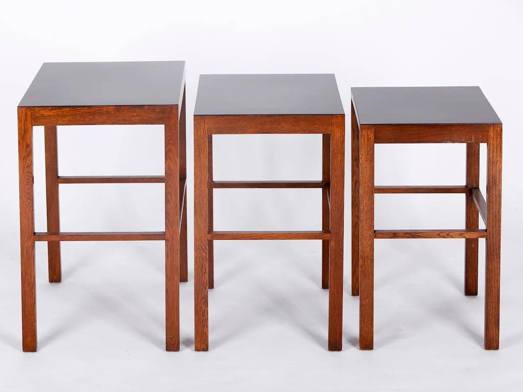 Mid-Century Modern Set of Three Nesting Tables, Model No. 50, Designed by Jindrich Halabala
