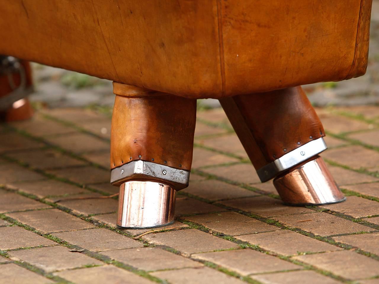 Vintage Gymnastic Pommel Horse Leather Bench, 1930s In Good Condition In Wien, AT