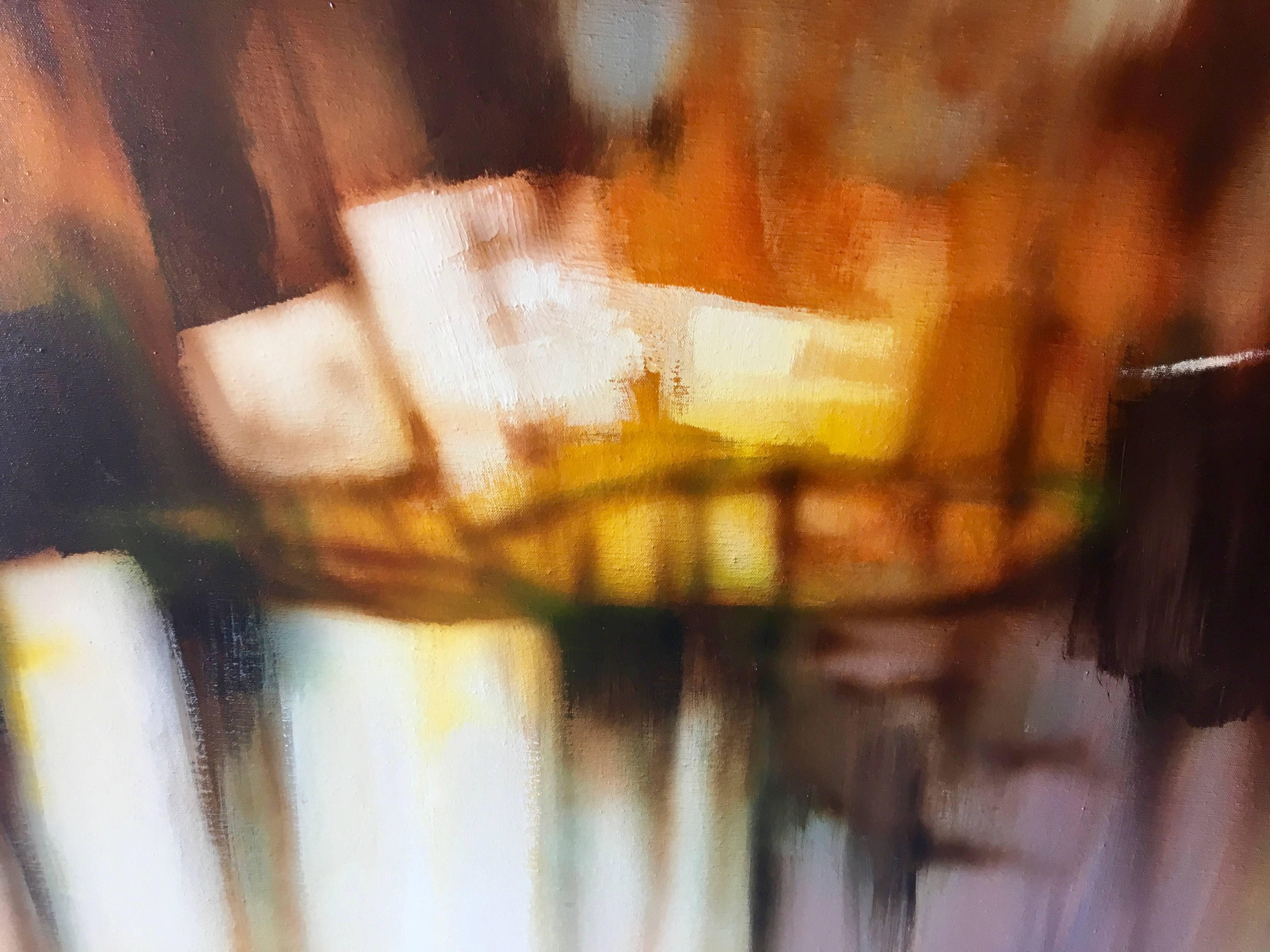 Mid-20th Century Mid-Century Modern Abstract Oil-on-Canvas Painting by Robert Lawson For Sale