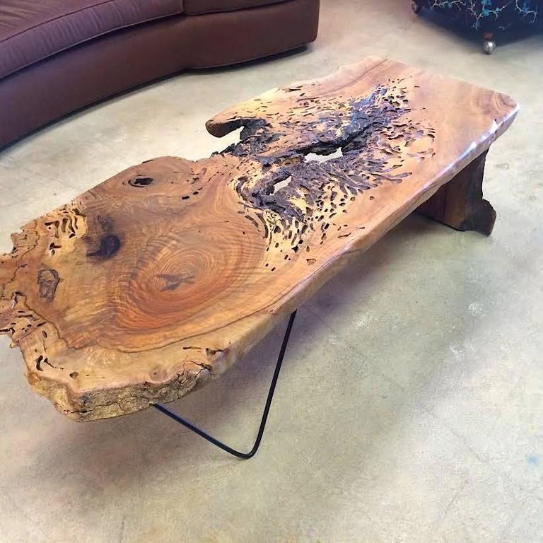 LiveEdge California Black Walnut Hairpin Leg Coffee Table at 1stdibs