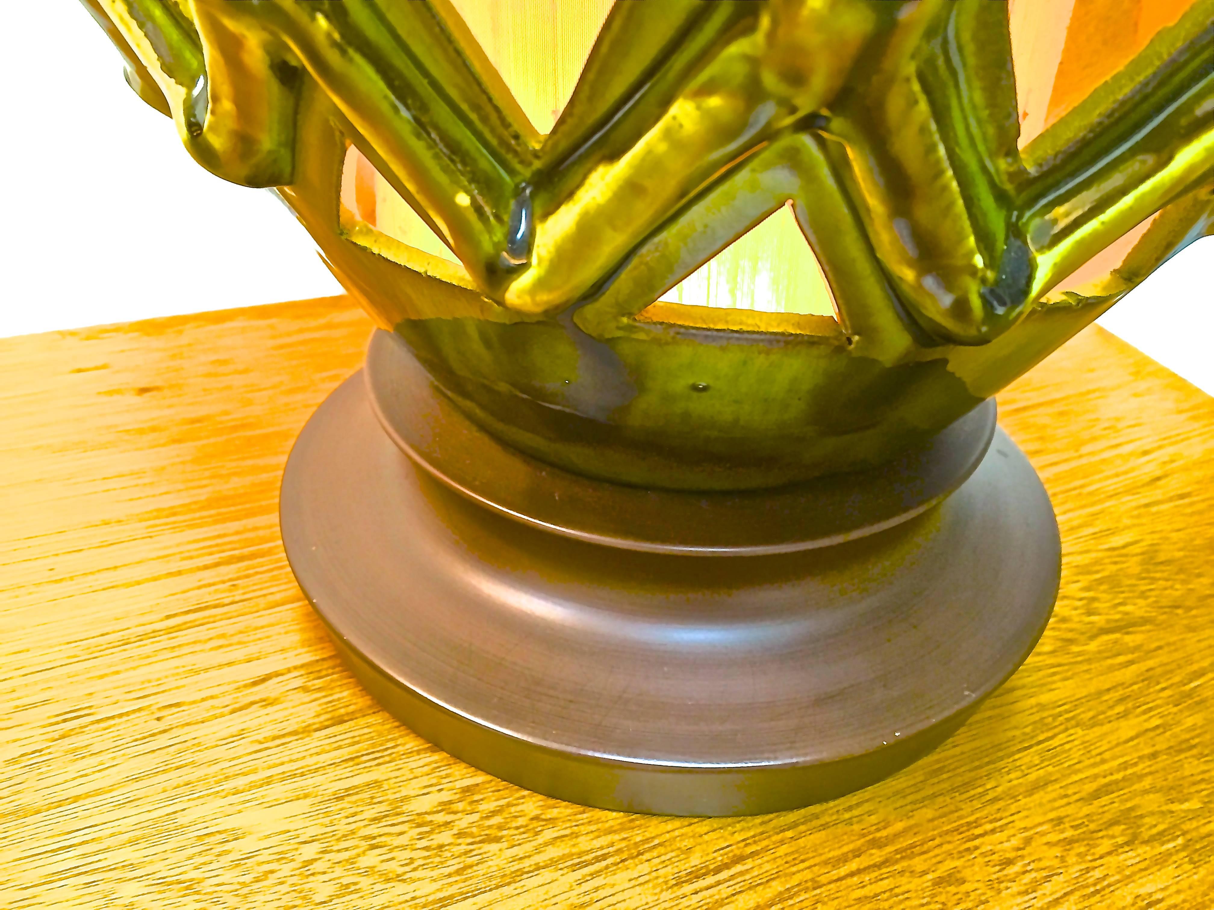 Fired Mid-Century Modern Ceramic Lattice Lamps