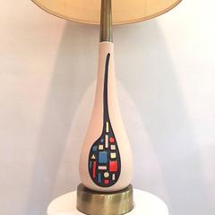Mid-Century Modern Geometric Ceramic Lamp