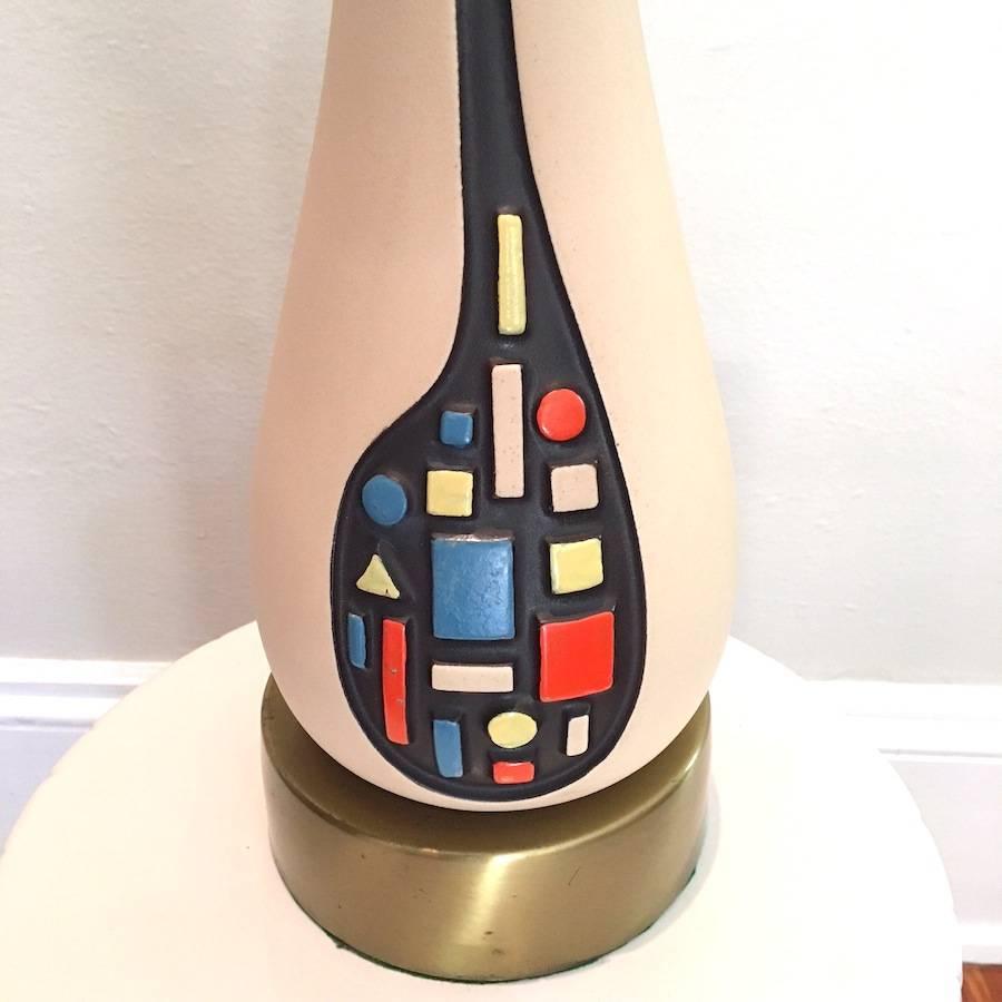 Italian Mid-Century Modern Geometric Ceramic Lamp For Sale