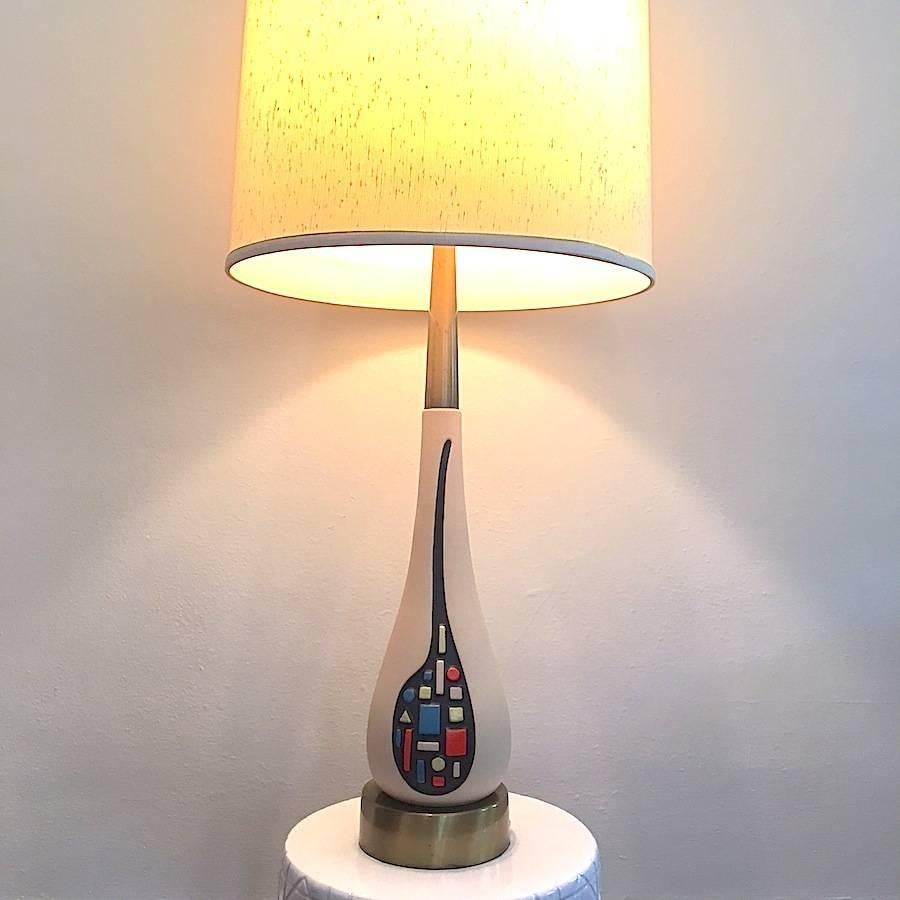 Mid-20th Century Mid-Century Modern Geometric Ceramic Lamp For Sale