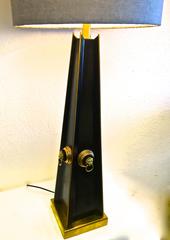 Hollywood Regency Monumental Table Lamp with Brass Details