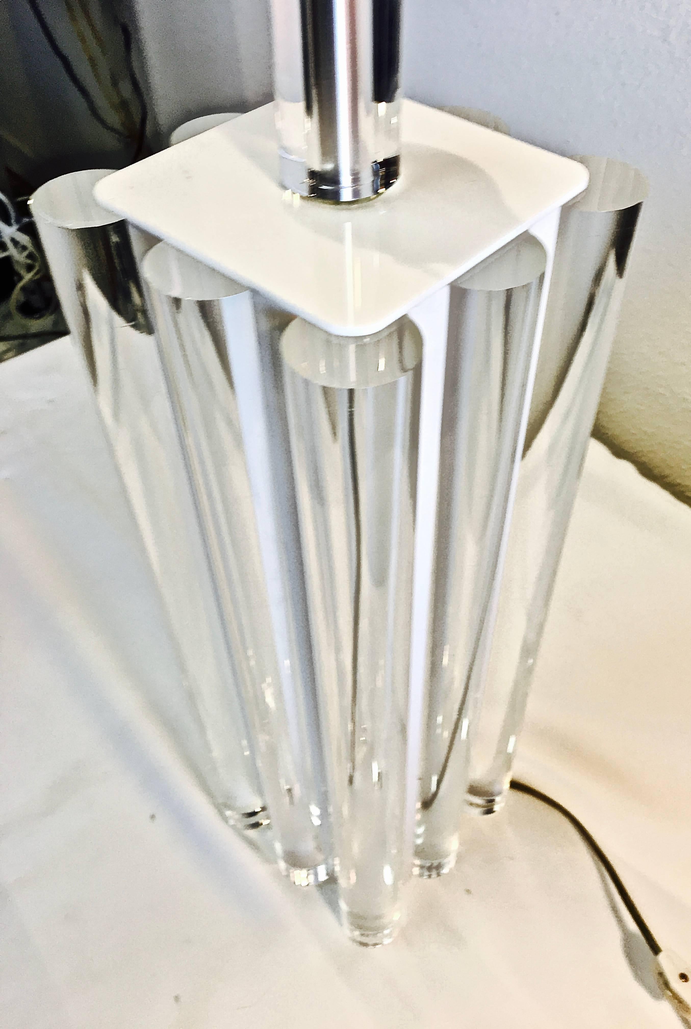 Hand-Crafted Charles Hollis Jones Mid-Century Modern Lucite Column Lamp, Pair For Sale