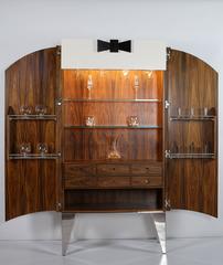 Tuxedo Bar in Rosewood, Stainless Steel and Pearl Lacquer