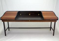 Edward Wormley Executive Rosewood Roll-Top Partners Desk for Dunbar