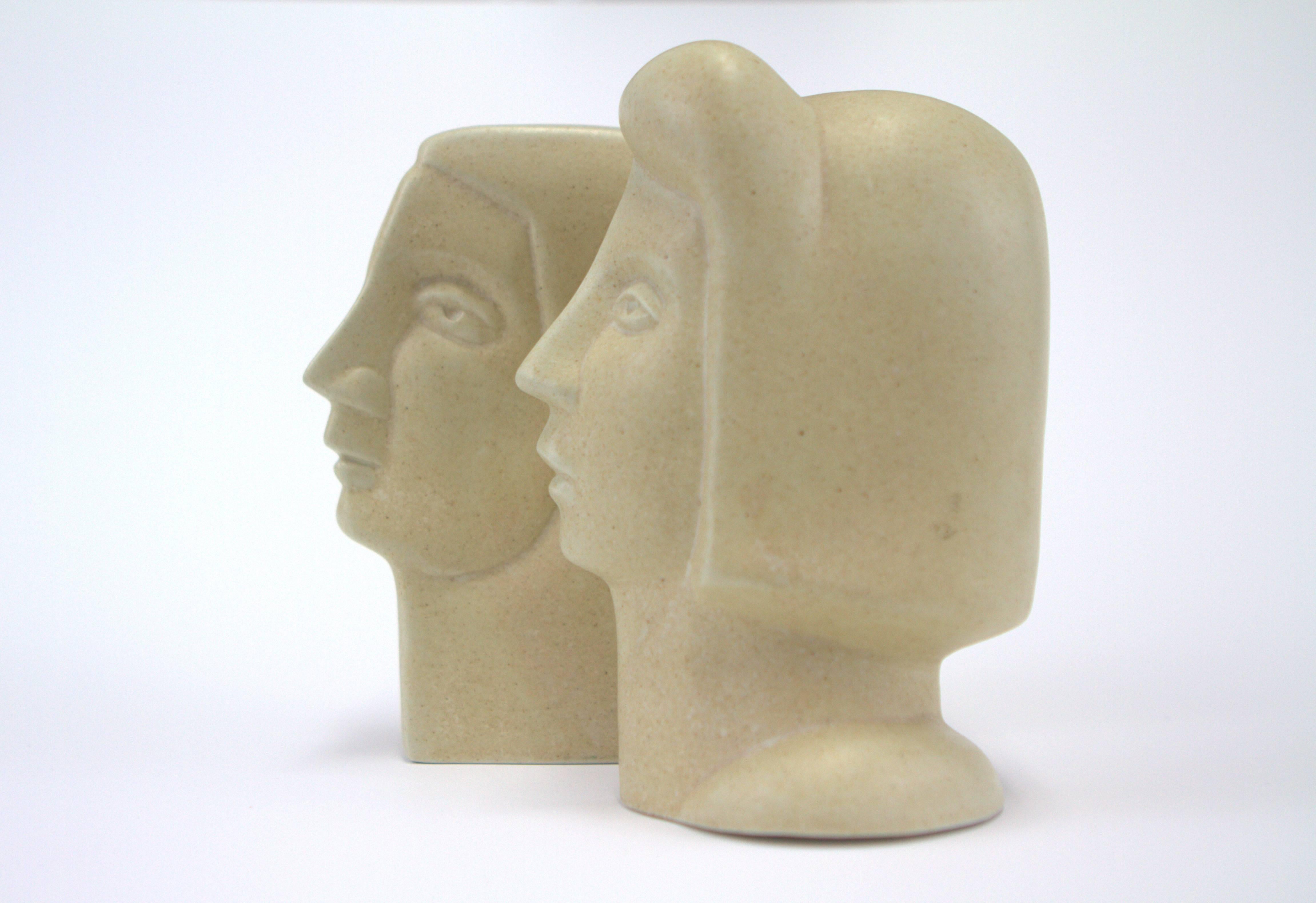 Late 20th Century Peter Wright Interlocking Male, Female Busts Sculpture