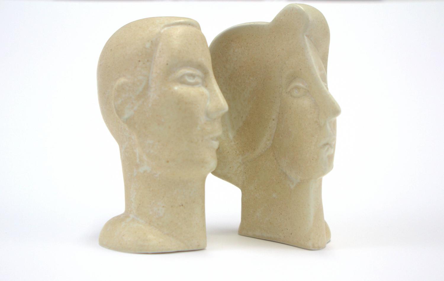 Peter Wright Interlocking Male, Female Busts Sculpture For Sale at 1stdibs