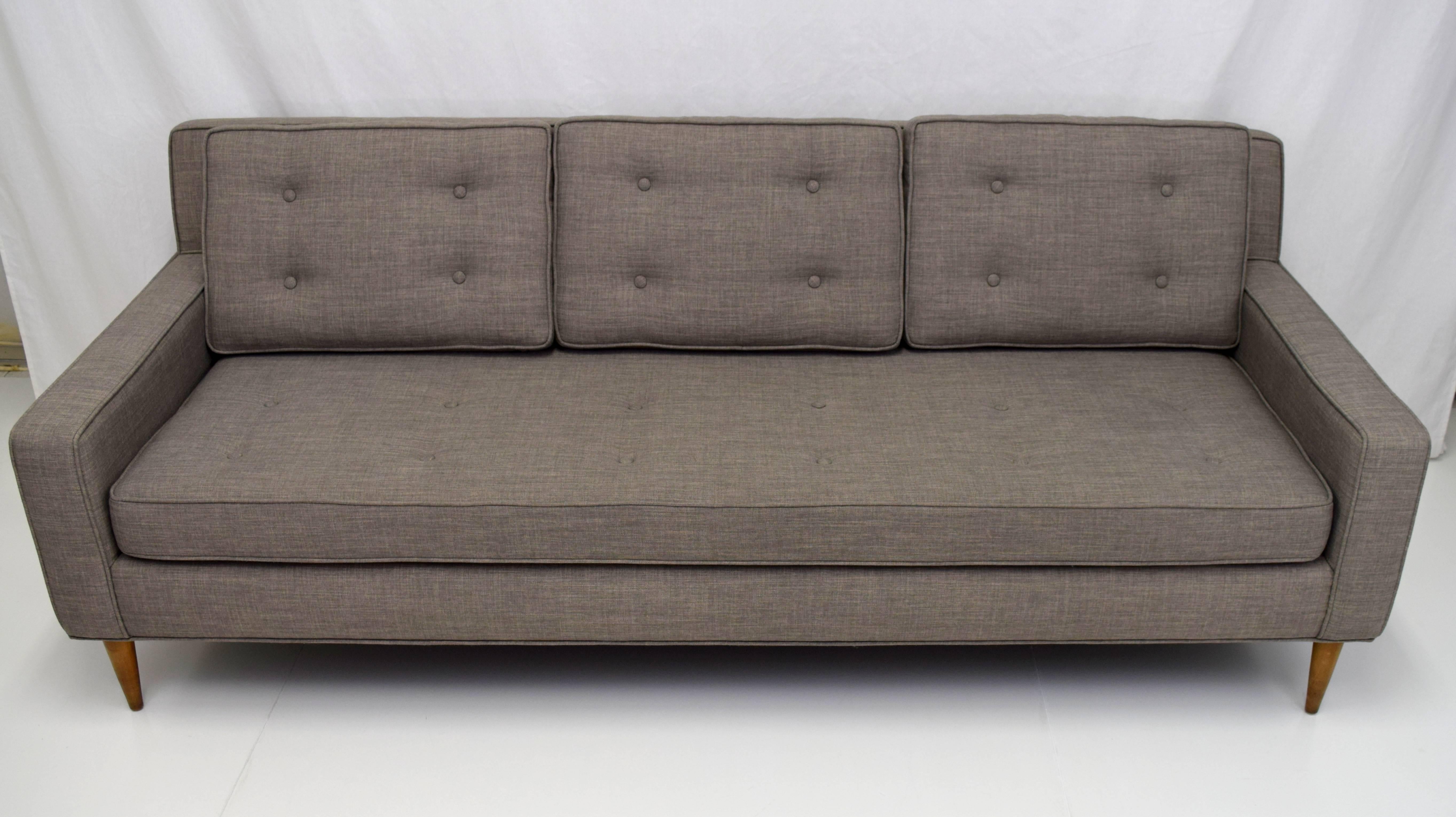American Mid-Century Button Tufted Sofa in Paul McCobb Style For Sale