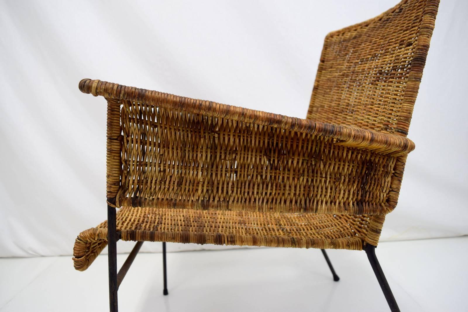American Van Keppel-Green Iron and Wicker Lounge Chair