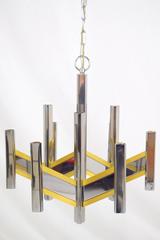 Gaetano Sciolari Chrome and Brass Chevron Chandelier