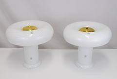 Vetri Murano Swirl Glass Mushroom Lamps, Pair