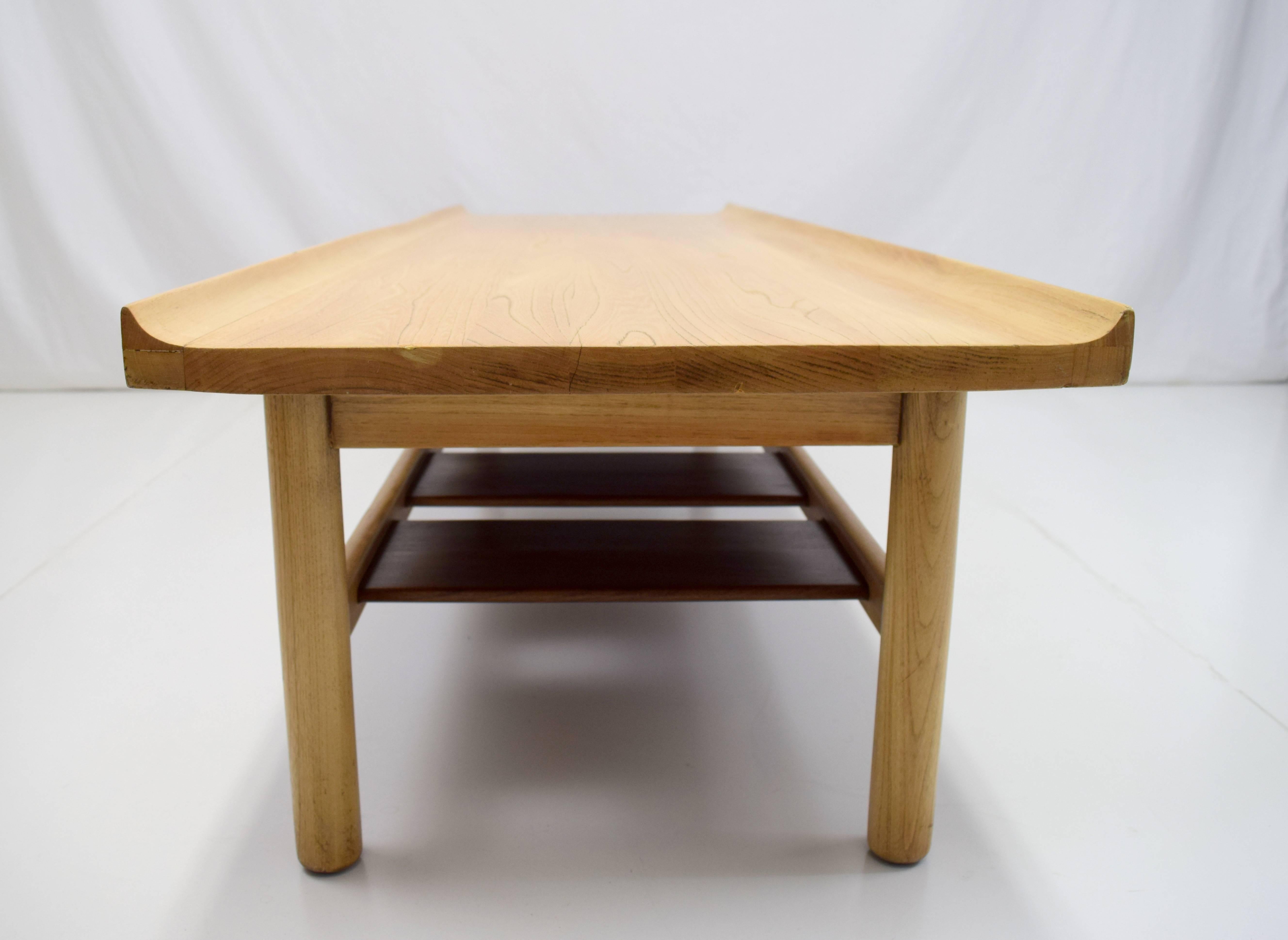 Mid-Century Modern Lawrence Peabody Bleached Walnut Coffee Table Bench for Richardson Nemschoff