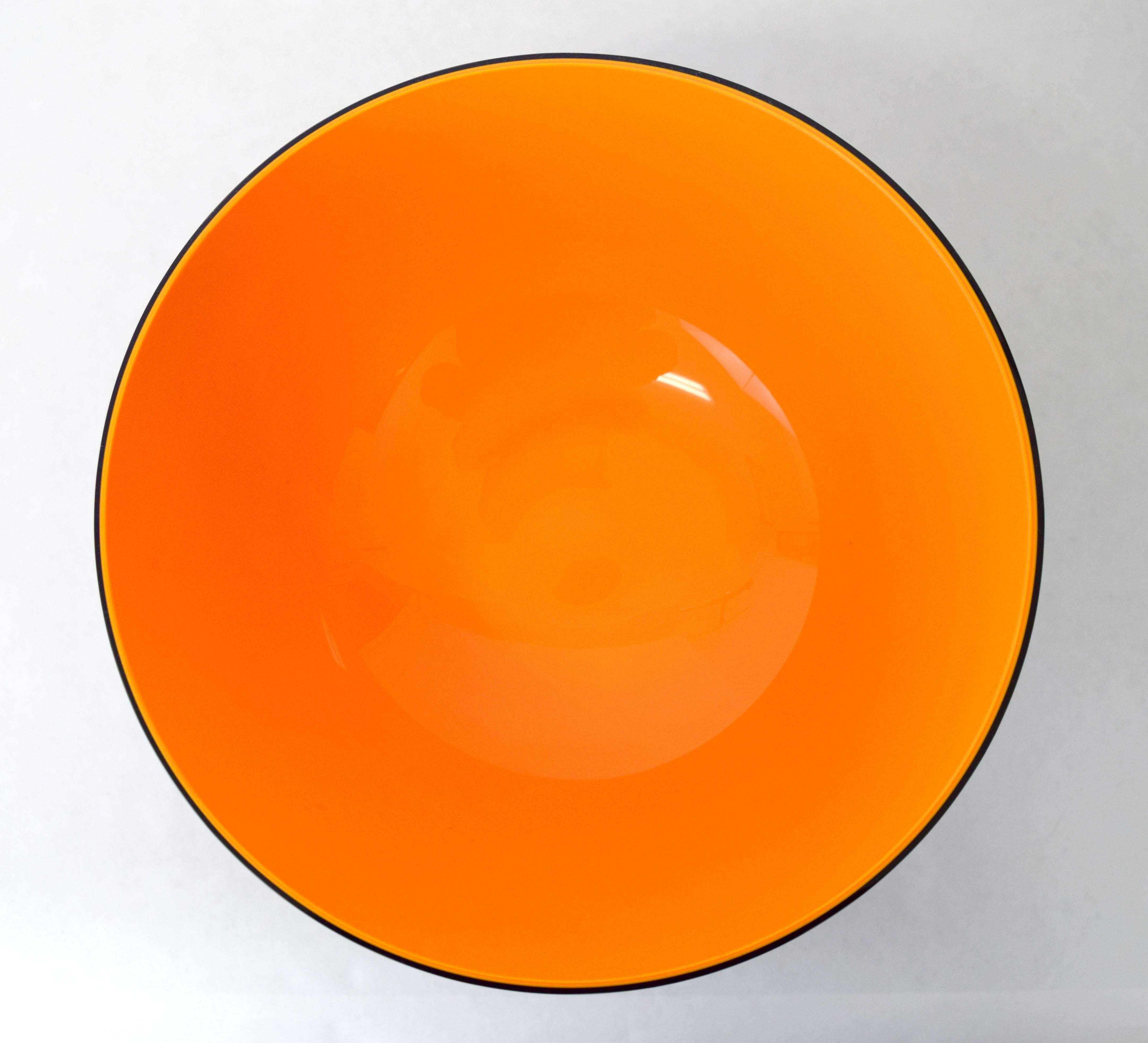 Italian Carlo Moretti Cobalt and Orange Glass Footed Bowl
