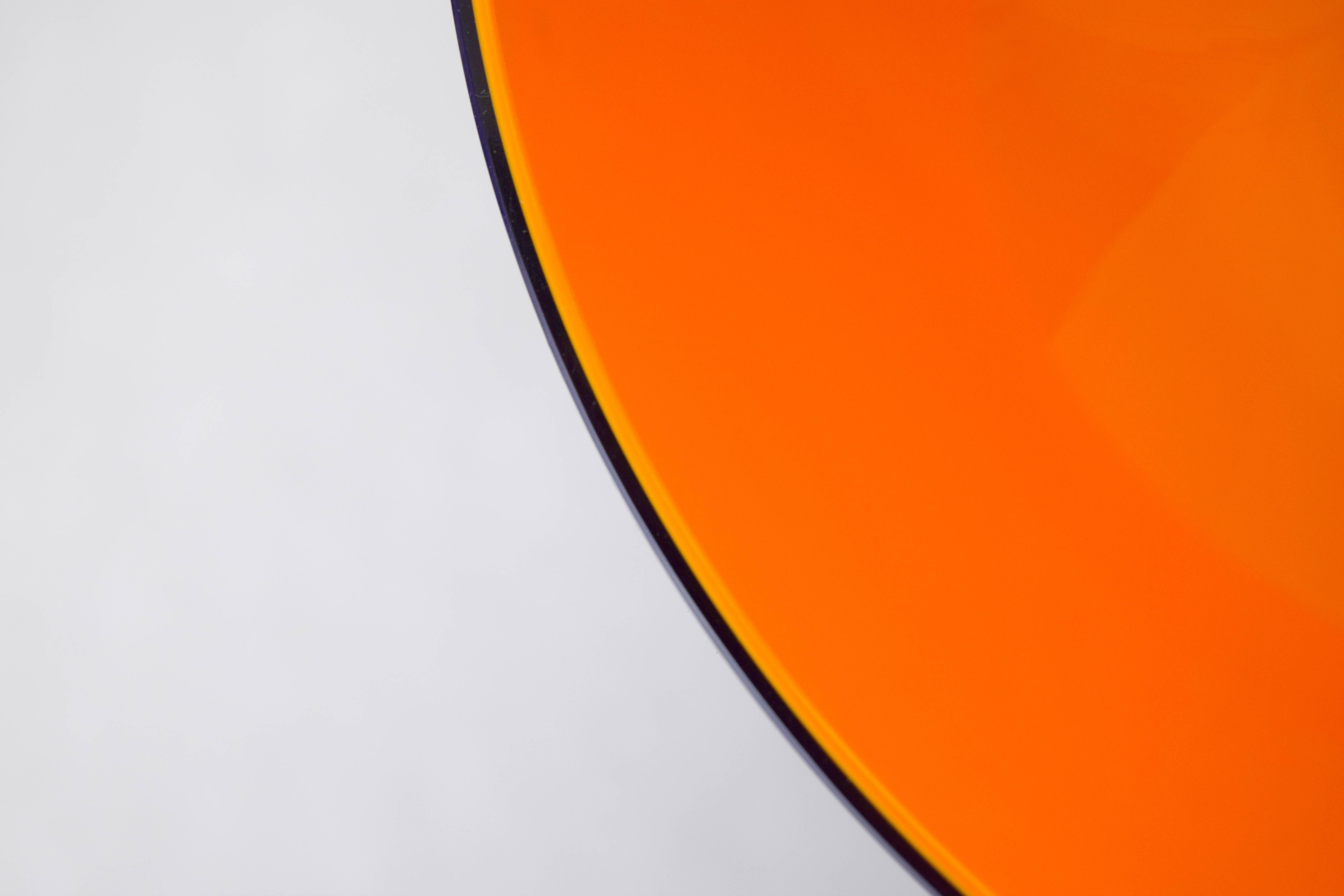 Carlo Moretti Cobalt and Orange Glass Footed Bowl In Excellent Condition In Chicago, IL