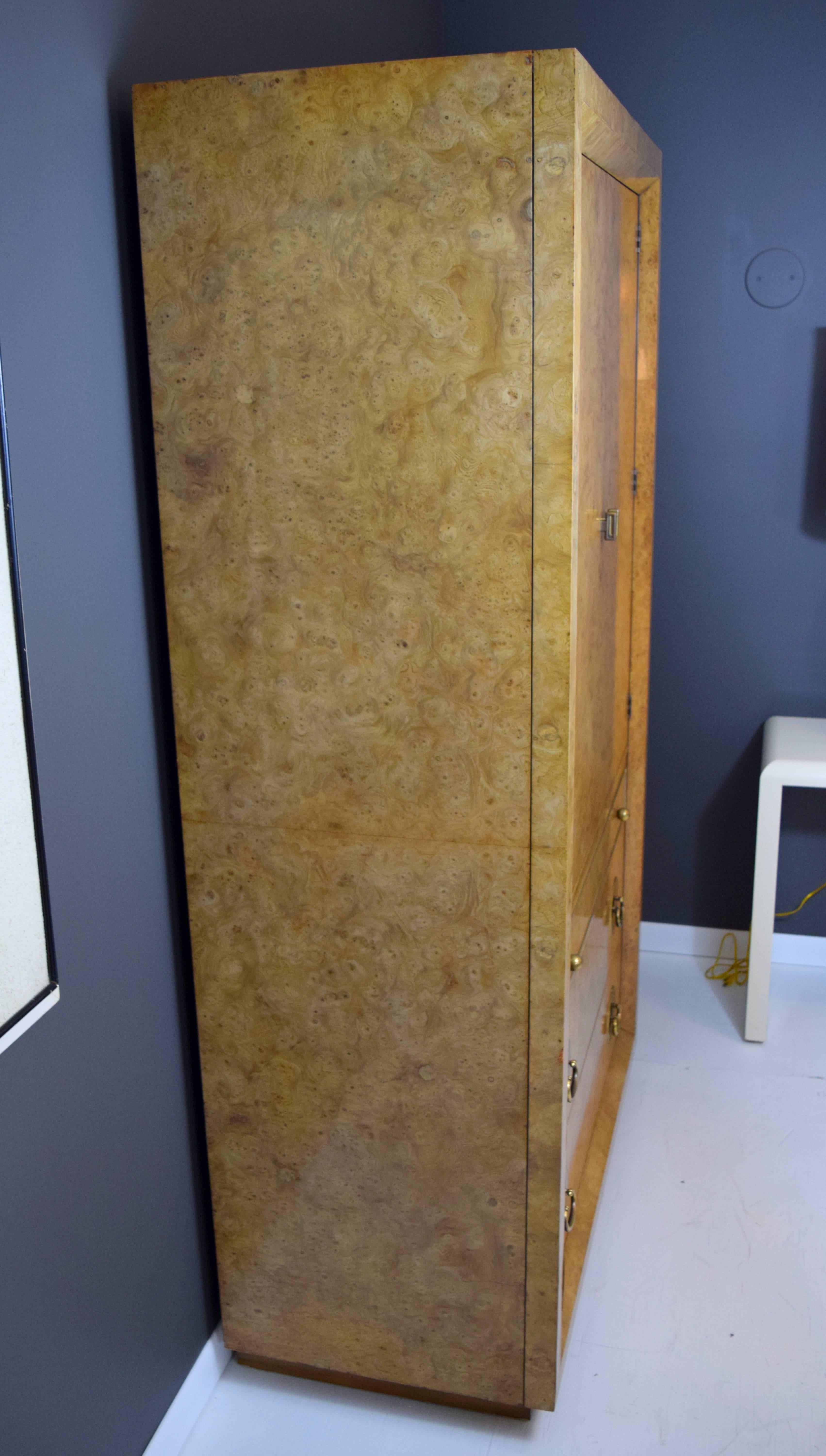 Mid-Century Modern Pair of Mastercraft Burl Wood Storage Cabinets