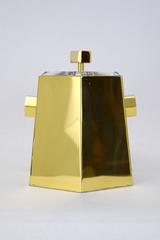 Brass and Lucite Hexagonal Ice Bucket by Charles Hollis Jones