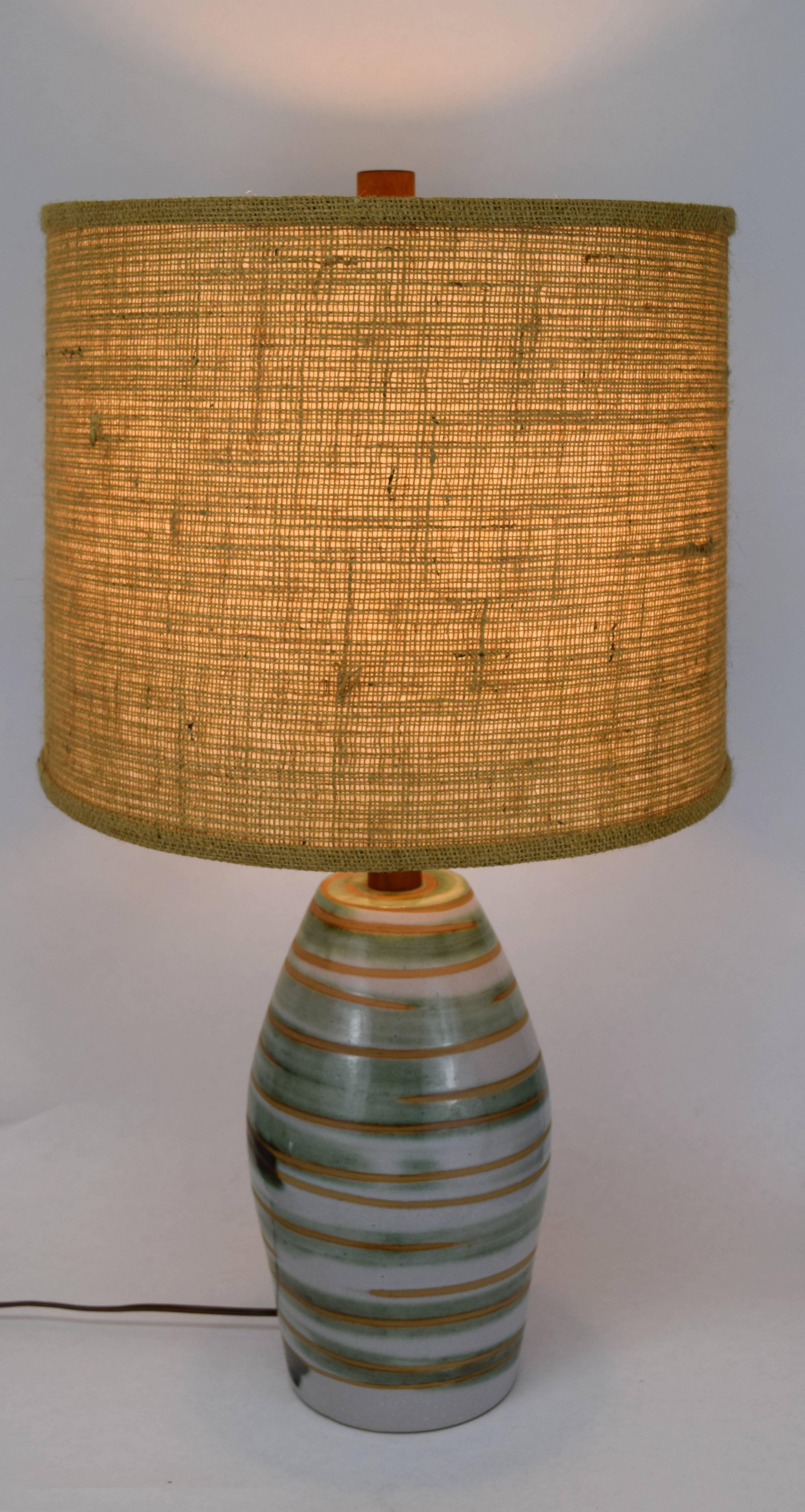Ceramic Gordon Martz for Marshall Studios Swirled Glaze Lamp For Sale