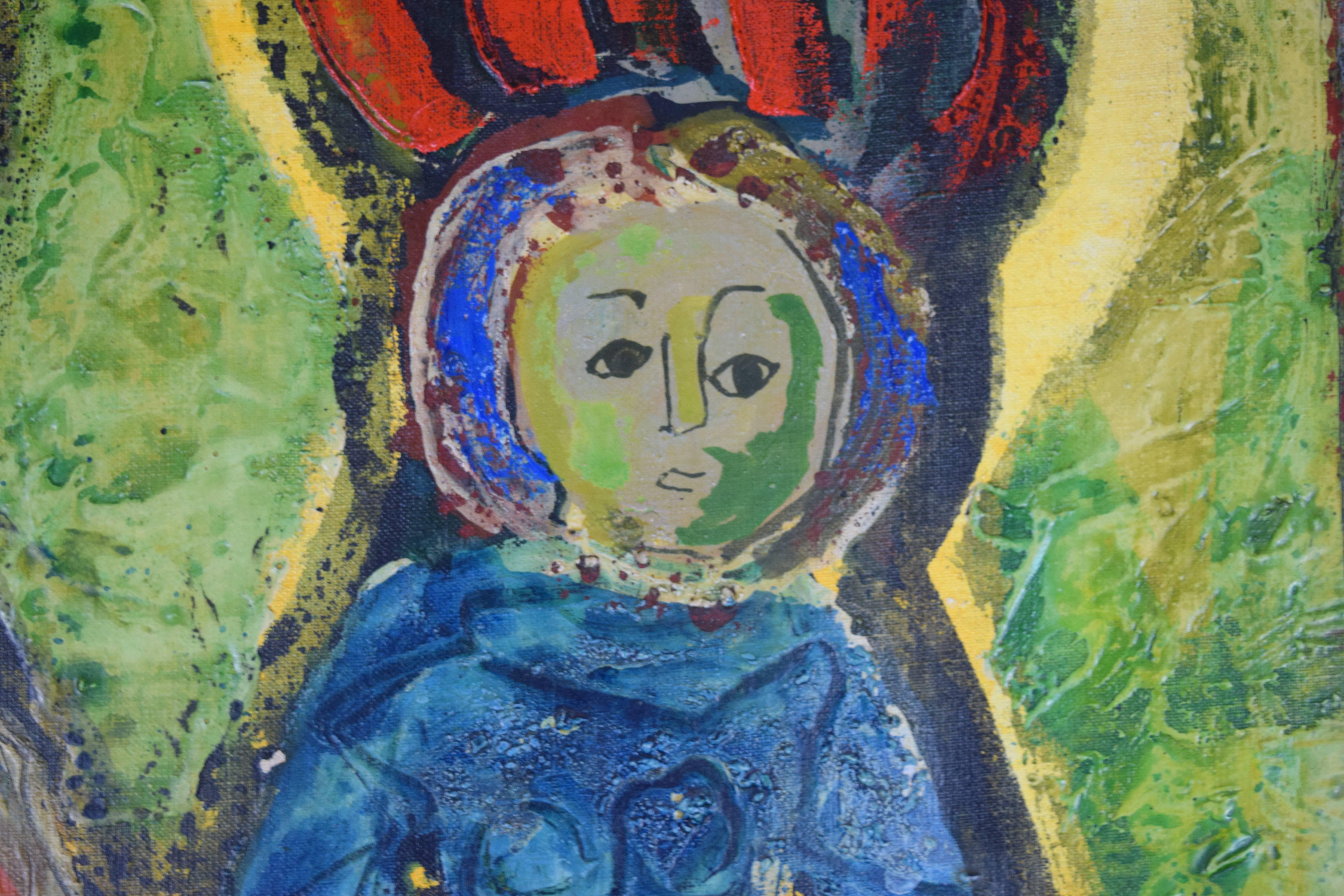 Mid-Century Modern Aleksander Bozickovic, BOZ Abstract Figurative Oil Composition For Sale